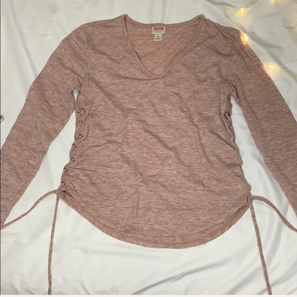 Pink Long Sleeve Shirt with Designs on the Sides